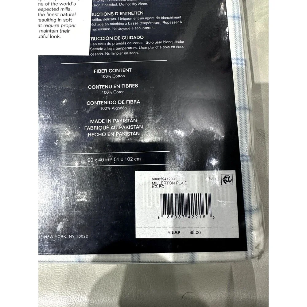 Lauren Ralph Lauren Flannel Pillowcases Millerton Blue Plaid Size King 20 x 40